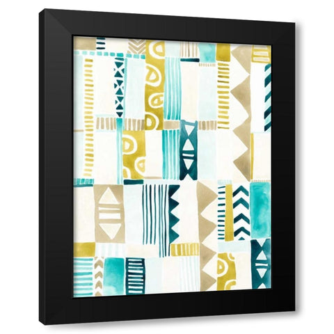 Tribal Patchwork II Black Modern Wood Framed Art Print by Vess, June Erica
