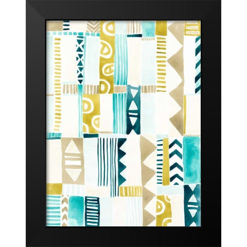 Tribal Patchwork II Black Modern Wood Framed Art Print by Vess, June Erica