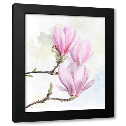 Magnolia Blooms I Black Modern Wood Framed Art Print by Parker, Jennifer Paxton