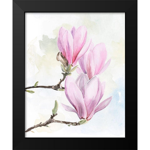 Magnolia Blooms I Black Modern Wood Framed Art Print by Parker, Jennifer Paxton