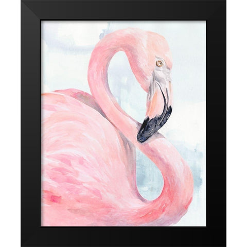 Pink Flamingo Portrait I Black Modern Wood Framed Art Print by Parker, Jennifer Paxton