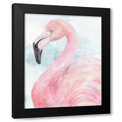 Pink Flamingo Portrait II Black Modern Wood Framed Art Print by Parker, Jennifer Paxton