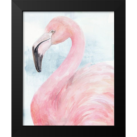 Pink Flamingo Portrait II Black Modern Wood Framed Art Print by Parker, Jennifer Paxton