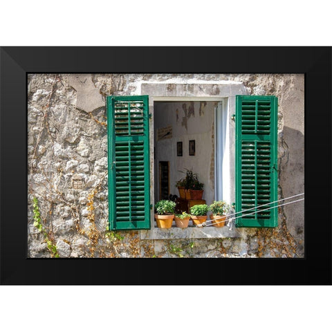 Window View - Kotor, Montenegro Black Modern Wood Framed Art Print by DeNardo, Laura