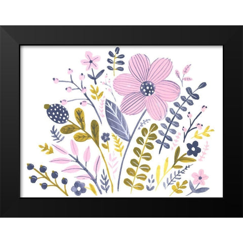 Sweet Folk Florals III Black Modern Wood Framed Art Print by Parker, Jennifer Paxton