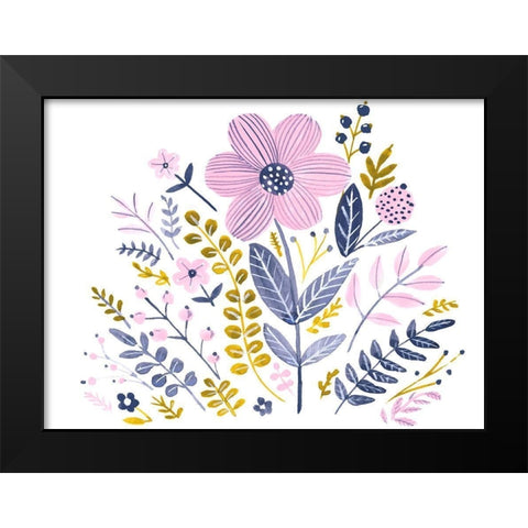 Sweet Folk Florals IV Black Modern Wood Framed Art Print by Parker, Jennifer Paxton