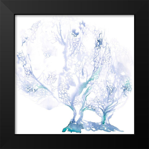 Navy Sea Fan I Black Modern Wood Framed Art Print by Parker, Jennifer Paxton