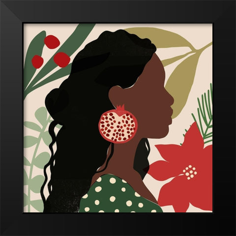 Christmas Earring I Black Modern Wood Framed Art Print by Barnes, Victoria