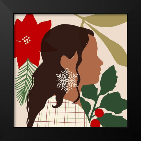 Christmas Earring III Black Modern Wood Framed Art Print by Barnes, Victoria