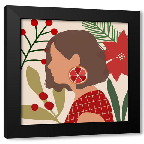 Christmas Earring IV Black Modern Wood Framed Art Print by Barnes, Victoria