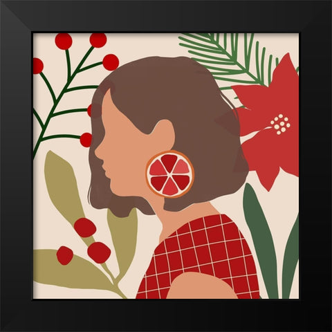 Christmas Earring IV Black Modern Wood Framed Art Print by Barnes, Victoria