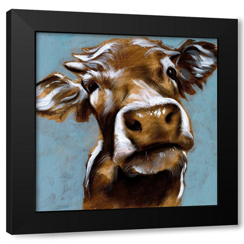 Custom Cow Kisses I Black Modern Wood Framed Art Print by Parker, Jennifer Paxton