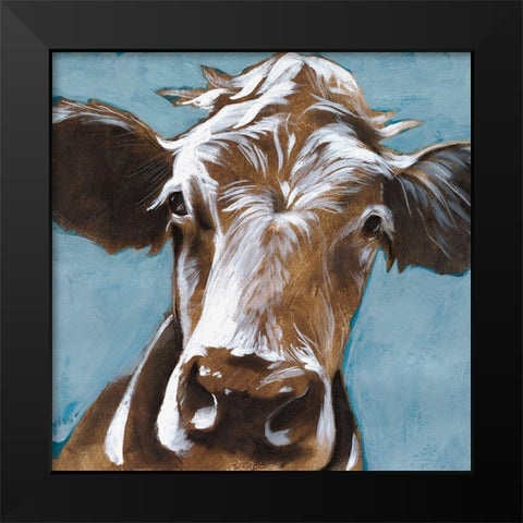 Custom Cow Kisses II Black Modern Wood Framed Art Print by Parker, Jennifer Paxton