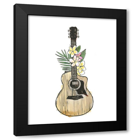 Guitar Foliage I Black Modern Wood Framed Art Print with Double Matting by Warren, Annie