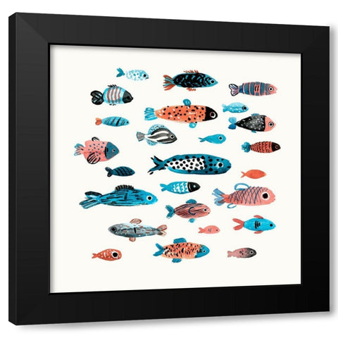 Fish School I Black Modern Wood Framed Art Print by Warren, Annie