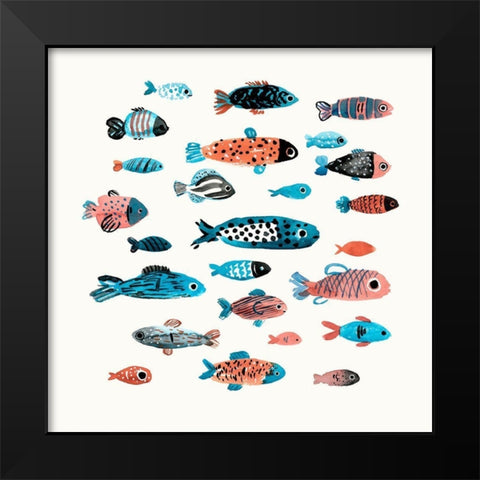 Fish School I Black Modern Wood Framed Art Print by Warren, Annie