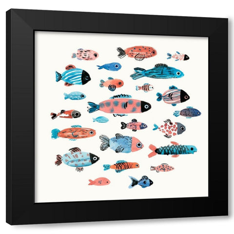 Fish School II Black Modern Wood Framed Art Print by Warren, Annie