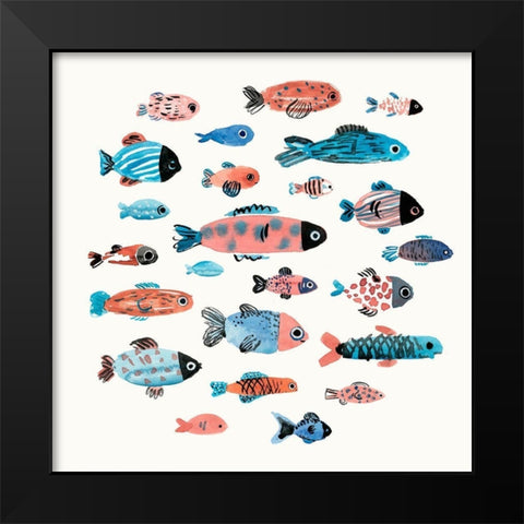 Fish School II Black Modern Wood Framed Art Print by Warren, Annie