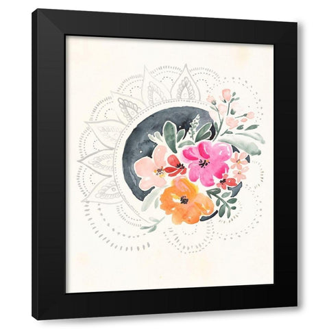 Mandala Bouquet II Black Modern Wood Framed Art Print by Parker, Jennifer Paxton