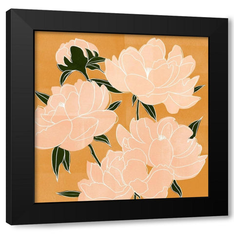 Modern Peonies I Black Modern Wood Framed Art Print with Double Matting by Scarvey, Emma