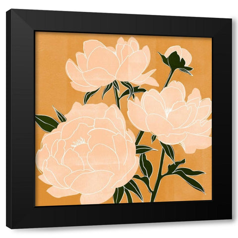 Modern Peonies II Black Modern Wood Framed Art Print with Double Matting by Scarvey, Emma