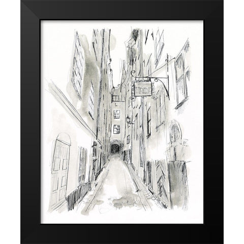European City Sketch I Black Modern Wood Framed Art Print by Vess, June Erica