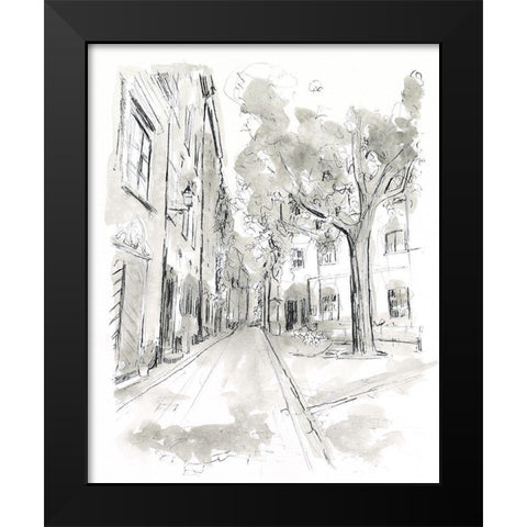 European City Sketch II Black Modern Wood Framed Art Print by Vess, June Erica