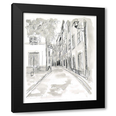 European City Sketch IV Black Modern Wood Framed Art Print by Vess, June Erica