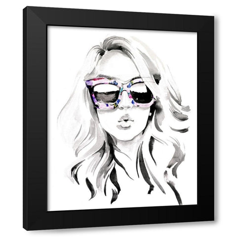 Look into the Sun(Glasses) I Black Modern Wood Framed Art Print by Parker, Jennifer Paxton