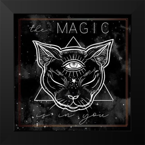 Mystical Cat I Black Modern Wood Framed Art Print by Parker, Jennifer Paxton