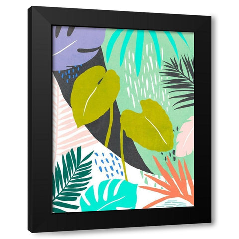Jazzy Jungle I Black Modern Wood Framed Art Print by Warren, Annie