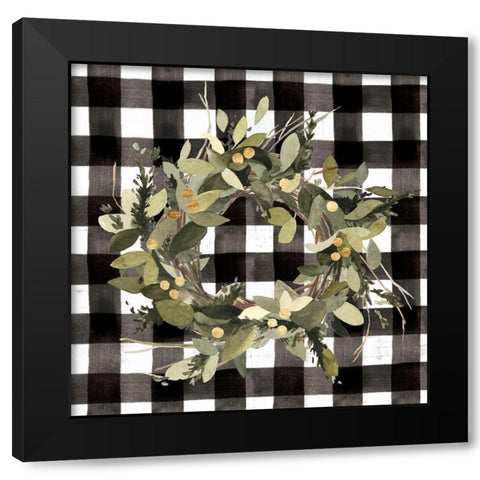 Modern Gingham Christmas II Black Modern Wood Framed Art Print by Caroline, Emma