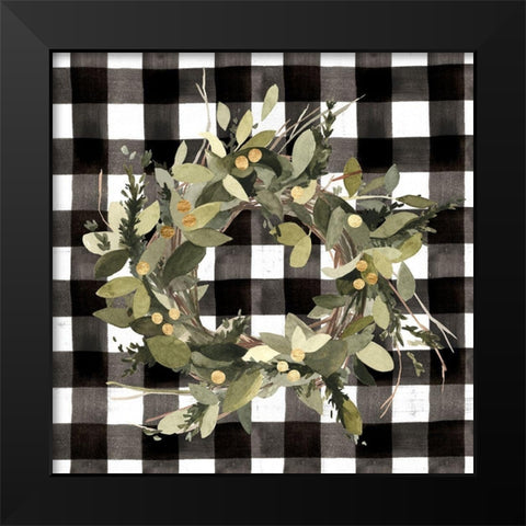 Modern Gingham Christmas II Black Modern Wood Framed Art Print by Caroline, Emma