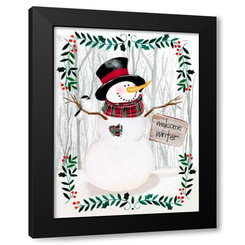 Folk Snowman Forest I Black Modern Wood Framed Art Print with Double Matting by Parker, Jennifer Paxton