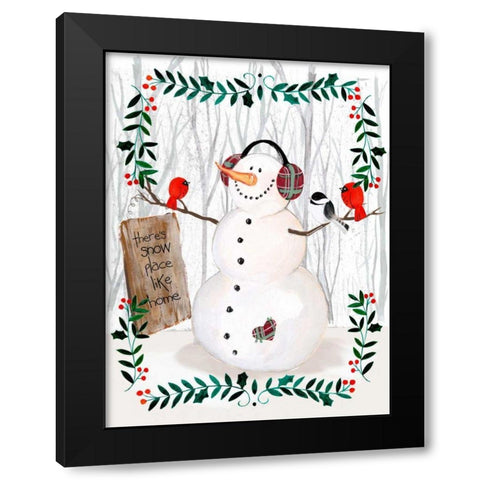 Folk Snowman Forest II Black Modern Wood Framed Art Print by Parker, Jennifer Paxton