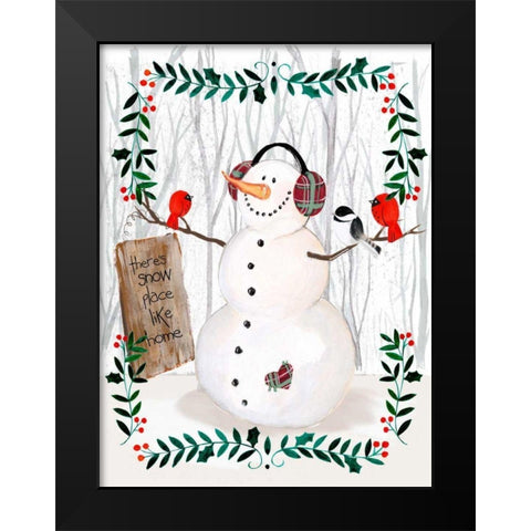 Folk Snowman Forest II Black Modern Wood Framed Art Print by Parker, Jennifer Paxton