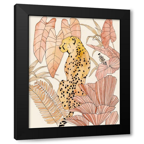 Blush Cheetah I Black Modern Wood Framed Art Print by Warren, Annie