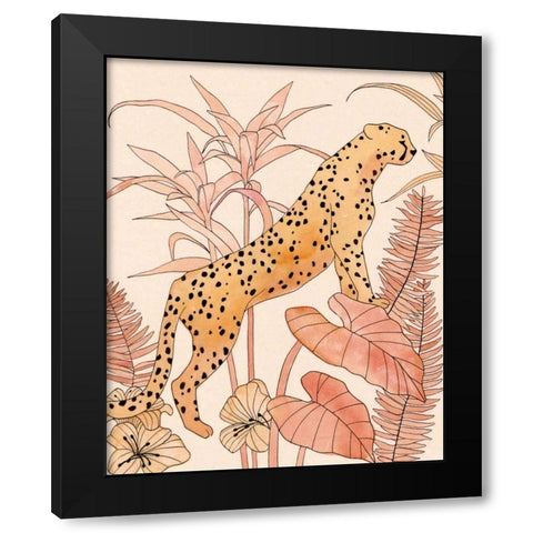 Blush Cheetah II Black Modern Wood Framed Art Print by Warren, Annie