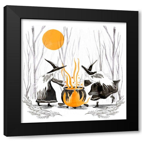 Witchy Mischief I Black Modern Wood Framed Art Print by Parker, Jennifer Paxton