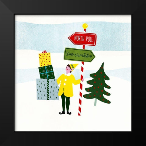 Santas Little Helpers II Black Modern Wood Framed Art Print by Barnes, Victoria