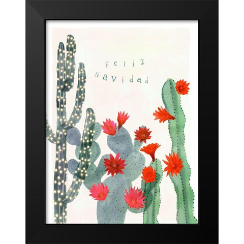 Desert Christmas Cactus II Black Modern Wood Framed Art Print by Barnes, Victoria