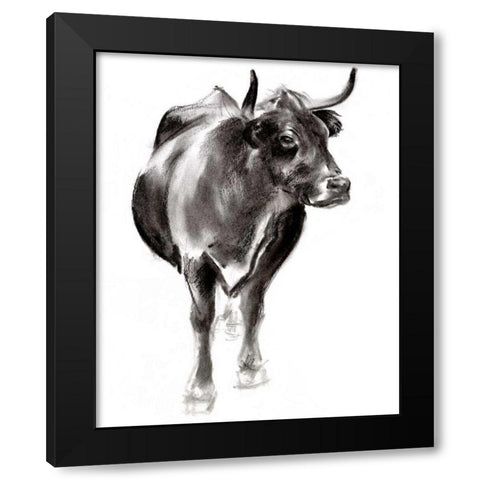 Charcoal Cattle I Black Modern Wood Framed Art Print by Parker, Jennifer Paxton