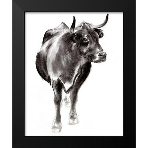 Charcoal Cattle I Black Modern Wood Framed Art Print by Parker, Jennifer Paxton