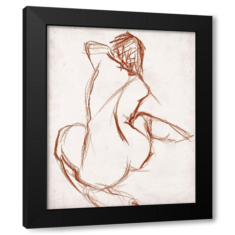 Rust Charcoal Nude Study I Black Modern Wood Framed Art Print by Parker, Jennifer Paxton
