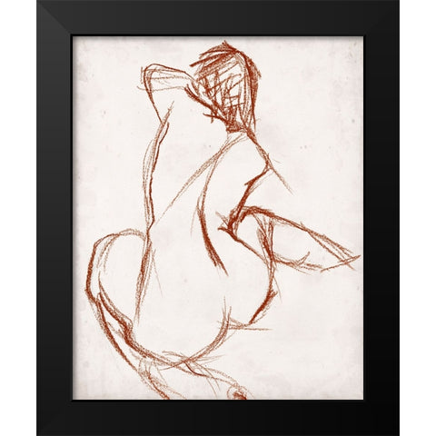 Rust Charcoal Nude Study I Black Modern Wood Framed Art Print by Parker, Jennifer Paxton