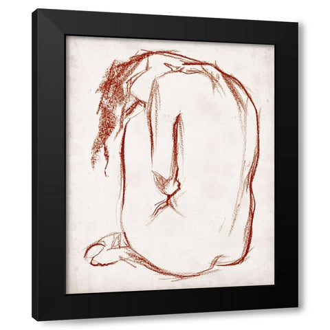 Rust Charcoal Nude Study II Black Modern Wood Framed Art Print by Parker, Jennifer Paxton