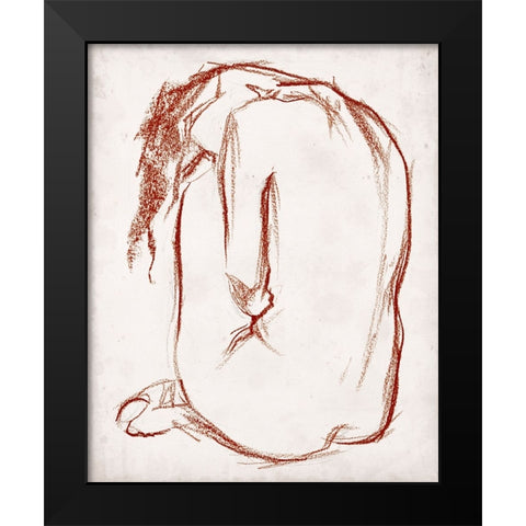 Rust Charcoal Nude Study II Black Modern Wood Framed Art Print by Parker, Jennifer Paxton