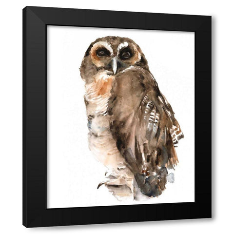Watercolor Owl I Black Modern Wood Framed Art Print by Parker, Jennifer Paxton