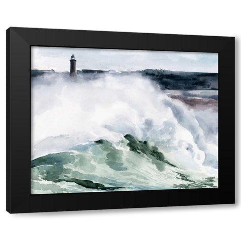 Lighthouse Waves I Black Modern Wood Framed Art Print by Parker, Jennifer Paxton