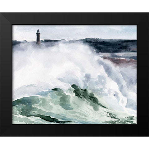 Lighthouse Waves I Black Modern Wood Framed Art Print by Parker, Jennifer Paxton